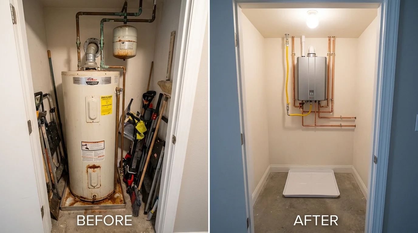 Tank water heater versus wall-mounted tankless unit comparison for Monticello, GA homeowners